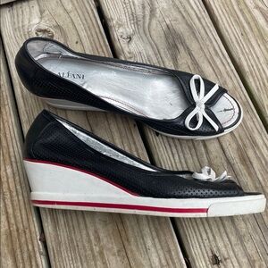 Alfani "Reba" Leather Wedge Peep Toe Sandals Size 8